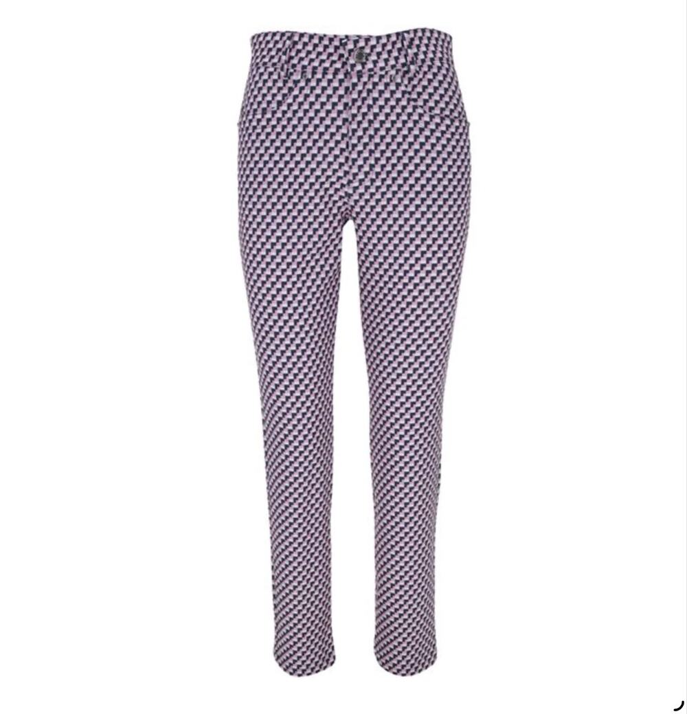 LOHLA SPORT NWT Women’s Madison Print Golf Pant Size 6 & 10 Pink/Navy Geometric